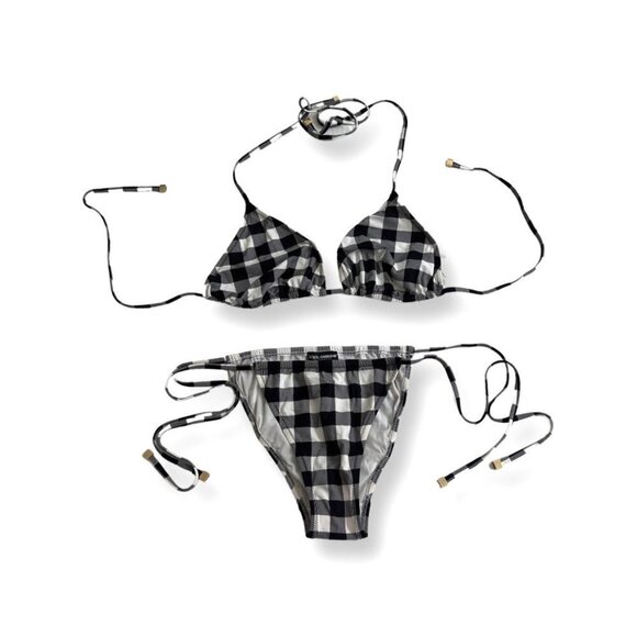 Dolce & Gabbana black white plaid new without tags bikini set size M - Picture 1 of 7